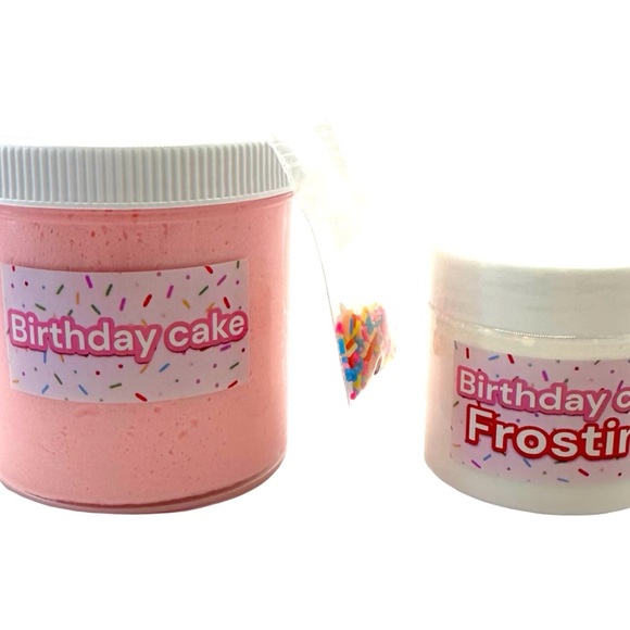 Birthday Cake with Frosting and Sprinkles Cloud Dough Slime Pink Party 4 oz - Picture 3 of 4